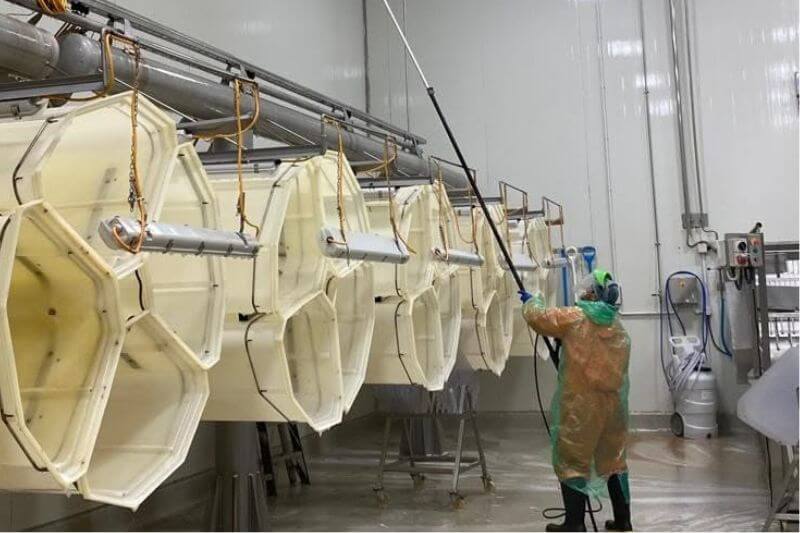 Industrial cleaning in warehouse